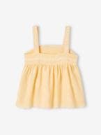 Blusa bordada, em gaze de algodão, para menina amarelo-pastel 