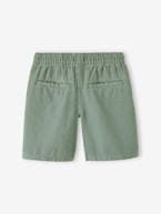 Bermudas algodão/linho, para menino riscas azuis+verde-água 