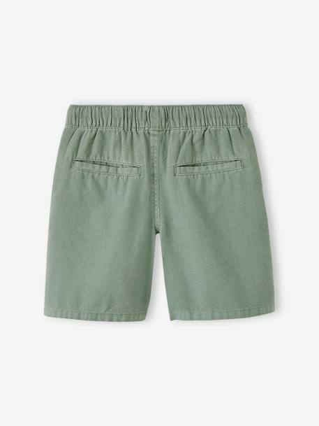 Bermudas algodão/linho, para menino riscas azuis+verde-água 