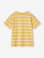 T-shirt às riscas personalizável, para menino ocre+verde-água 