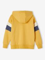 Sweat com capuz e motivo gráfico, mangas colorblock, para menino malva+ocre 