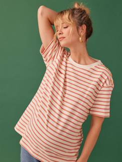 Roupa grávida-T-shirt às riscas para grávida, bordado "parfaite", em algodão bio, da ENVIE DE FRAISE
