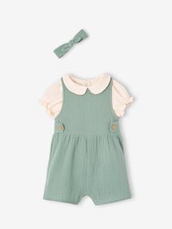 Personalizáveis-Bebé 0-36 meses-Conjuntos-Conjunto personalizável de 3 peças, t-shirt, macacão e fita de cabelo, para bebé