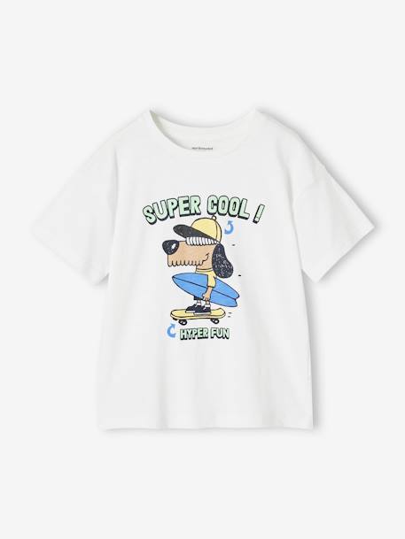 T-shirt engraçada, com animal, para menino azul-azure+azul-turquesa+branco 