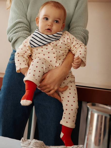 Conjunto de 3 peças, em moletão leve, para bebé, da Petit Bateau bege estampado 