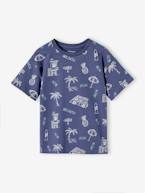 T-shirt com motivos de férias gráficos, para menino azul-ardósia+branco estampado 