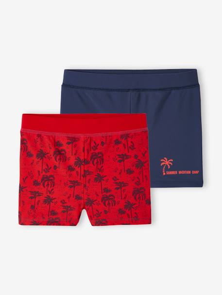 Lote de 2 calções de banho para menino vermelho estampado 