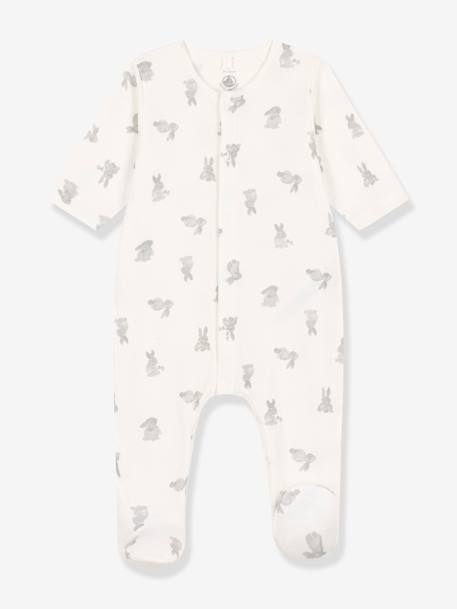 Pijama coelhos, para bebé, em tubique, da Petit Bateau branco 