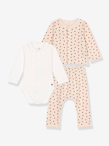 Conjunto de 3 peças, em moletão leve, para bebé, da Petit Bateau bege estampado 