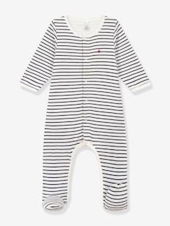 -Body-pijama às riscas, em algodão, para bebé, da Petit Bateau