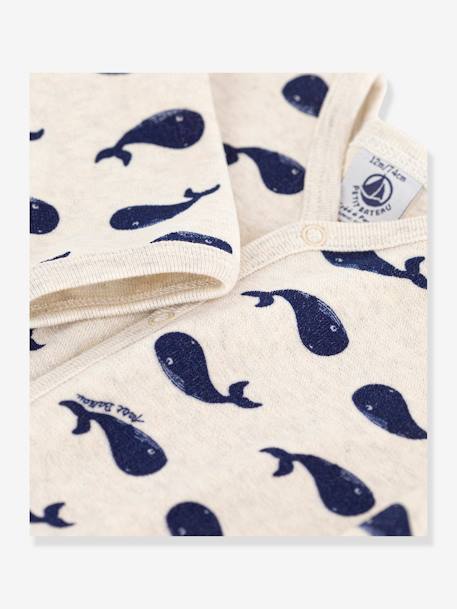 Pijama baleias marinho, para bebé, em veludo, da Petit Bateau bege mesclado 