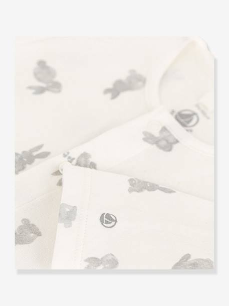 Pijama coelhos, para bebé, em tubique, da Petit Bateau branco 