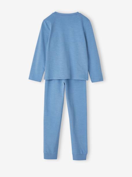 Pijama personalizável, em malha com efeito mesclado, para menino azul-ganga 