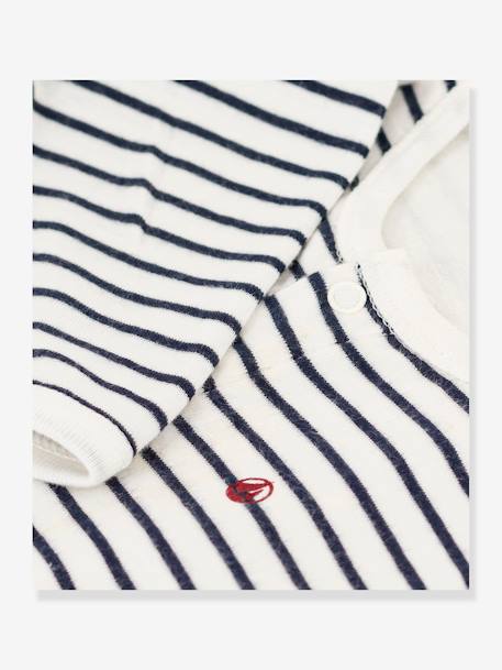 Body-pijama às riscas, em algodão, para bebé, da Petit Bateau marinho 