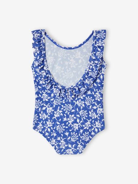 Fato de banho florido, para bebé, coleção Team famille azul estampado 