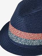 Chapéu estilo panamá aspeto palha, para menino azul+marinho 