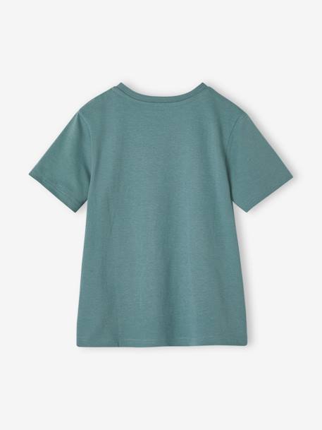 T-shirt Basics, motivos com lantejoulas reversíveis, para menino branco+verde-água 