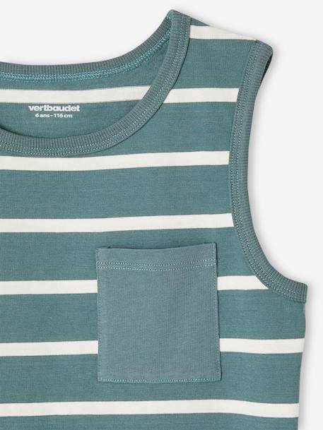 Camisola de cavas, às riscas, para menino verde-água 