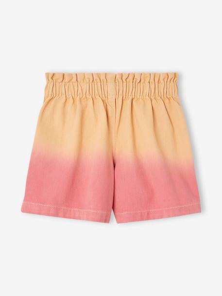 Calções em tecido, efeito dip dye, para menina pêssego 