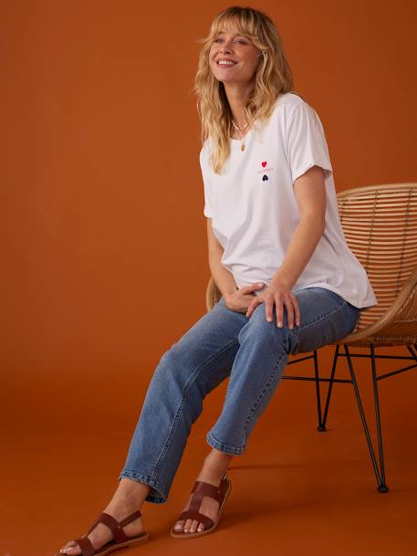 T-shirt para grávida, bordado 'Mummy', em algodão bio, da ENVIE DE FRAISE branco 