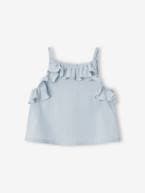 Conjunto blusa de alças + calções bordados, para bebé azul-cristalino 