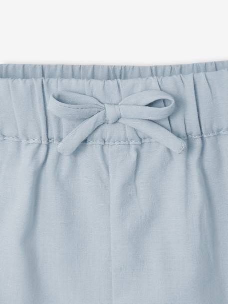 Conjunto blusa de alças + calções bordados, para bebé azul-cristalino 
