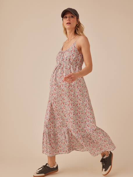 Vestido de alças, estampado às flores, para grávida, da ENVIE DE FRAISE cru 