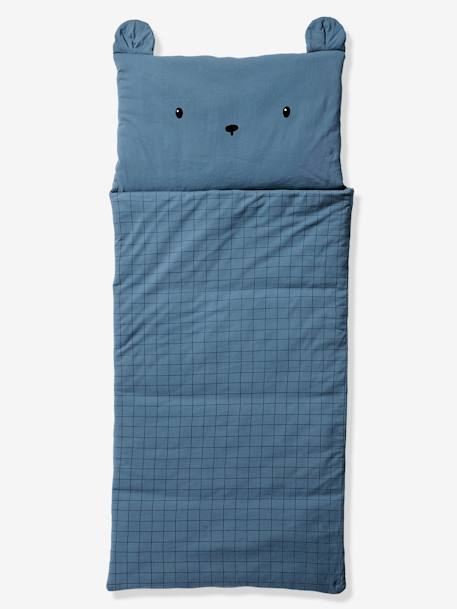 Saco-cama Urso, com algodão reciclado azul 