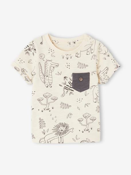 T-shirt selva, em jersey com efeito mesclado, para bebé cru 