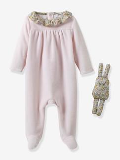 Bebé 0-36 meses-T-shirts-Pijama da CYRILLUS, em veludo + boneco-doudou em tecido Liberty