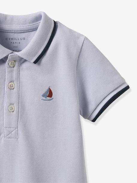 Polo da CYRILLUS, de malha piqué, em algodão bio, para bebé azul-acinzentado 