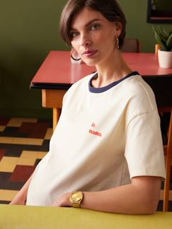 Roupa grávida-T-shirt de grávida, bordada com "la Mama", em algodão bio, da ENVIE DE FRAISE