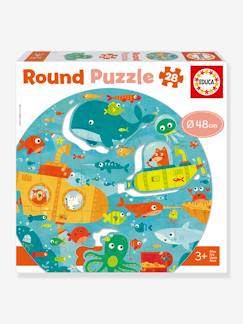 Brinquedos-Jogos educativos-Puzzle redondo, com 28 peças, No Fundo do Mar - EDUCA