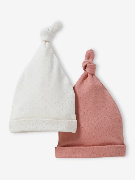 Lote de 2 gorros, para bebé cru+rosa-pálido 