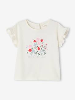 Bebé 0-36 meses-T-shirt com flores em relevo, para bebé