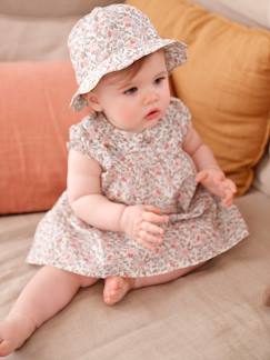 Conjuntos-Conjunto vestido e chapéu, para recém-nascido