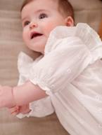 Blusa bordada de mangas compridas, para recém-nascido branco 