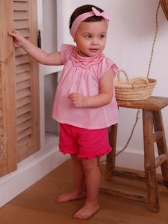 Bebé 0-36 meses-Conjunto blusa, calções e fita para cabelo, para bebé