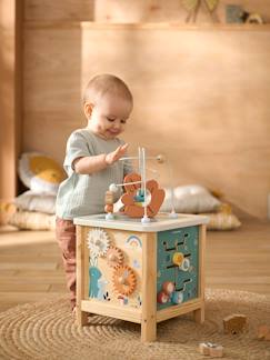 Brinquedos-Primeira idade-Primeiras manipulações-Cubo grande de atividades, em madeira FSC®.