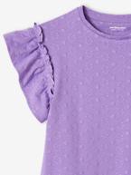 T-shirt às flores bordadas e mangas com folho, para menina violeta 