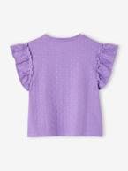 T-shirt às flores bordadas e mangas com folho, para menina violeta 