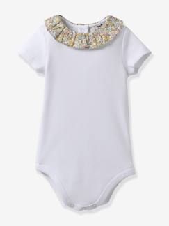 Bebé 0-36 meses-Bodies-Body com gola em tecido Liberty, algodão bio da CYRILLUS, para bebé
