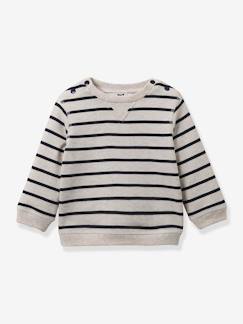 Bebé 0-36 meses-Camisolas, casacos de malha, sweats-Sweat da CYRILLUS, às riscas, em algodão bio