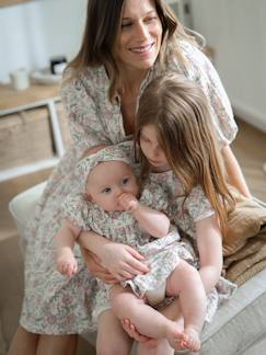 Roupa grávida-Vestidos-Vestido às flores, em gaze de algodão, coleção cápsula Dia da Mãe, para mulher