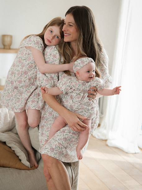 Vestido estampado, coleção cápsula Dia da Mãe, para menina baunilha 