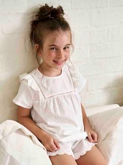 Menina 2-14 anos-Pijamas-Pijama em voile de algodão com ponto cheio e bordado inglês, para menina