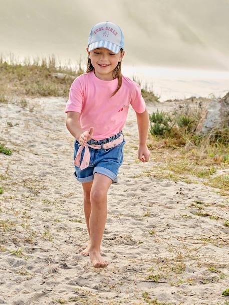 Bermudas de ganga estilo paperbag, para menina stone 