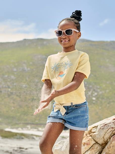 Calções de ganga estilo paperbag, para menina stone 