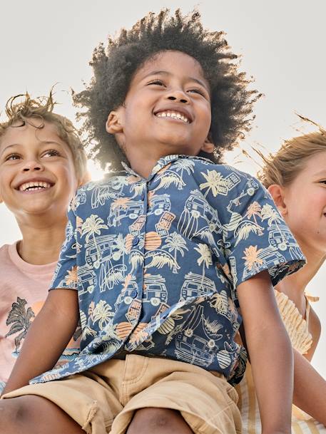 Camisa com estampado surf, para menino azul estampado 