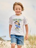 T-shirt engraçada, com animal, para menino azul-azure+azul-turquesa+branco 